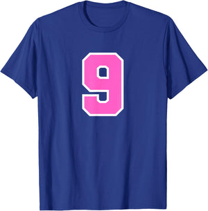 Pink Sports Team Number #9 T-Shirt - T-Shirt | Royal