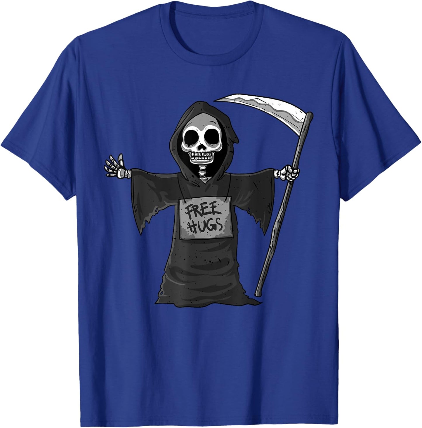 Free Hugs Grim Reaper Halloween Party Cosplay Lazy Costume T-Shirt - T-Shirt | Royal