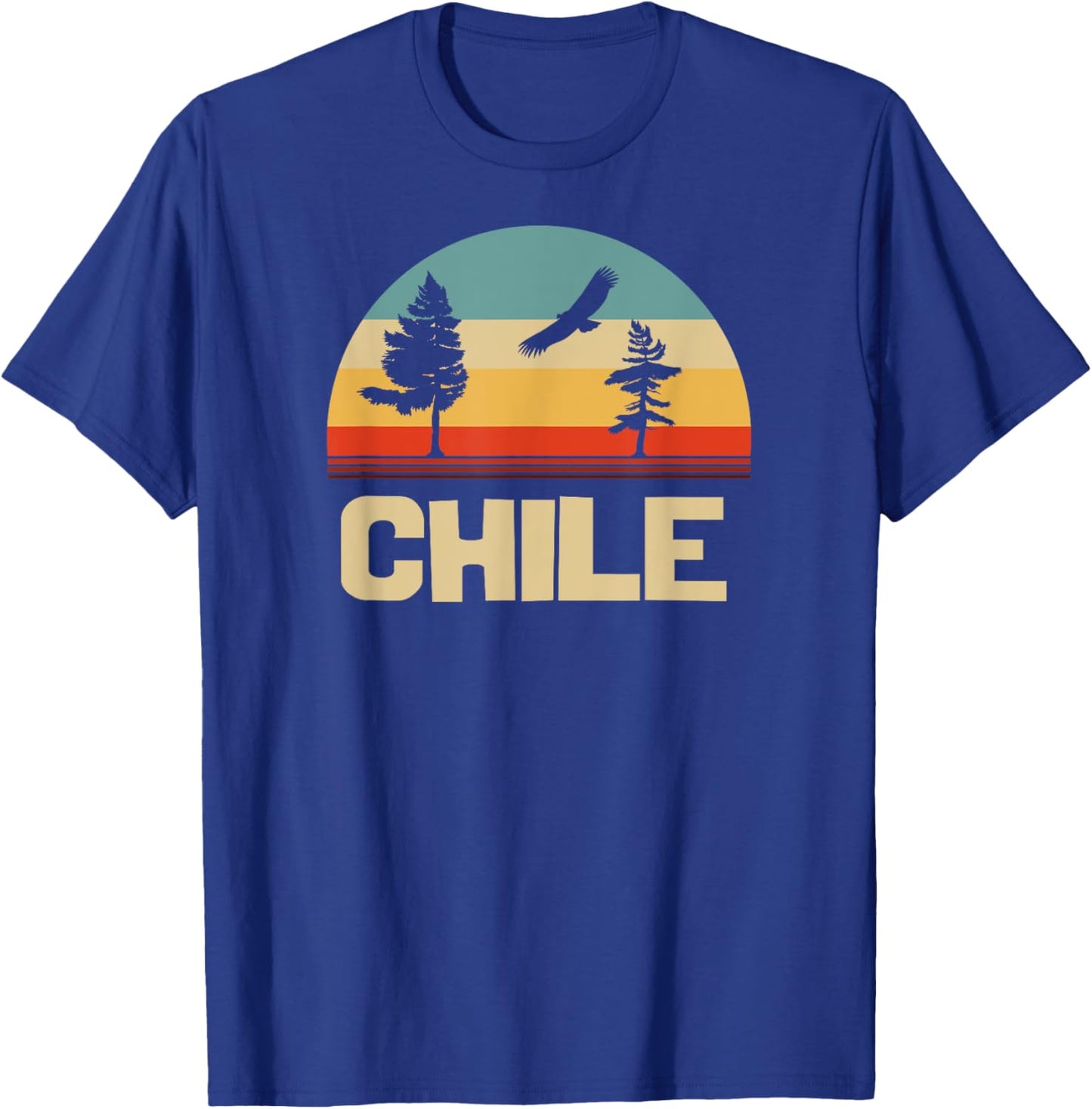 Retro Colours Mountains and Mountains Chile T-Shirt - T-Shirt | Royal