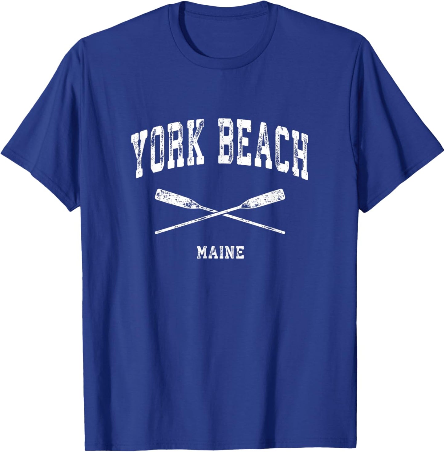 York Beach Maine Vintage Nautical Crossed Oars T-Shirt - T-Shirt | Royal