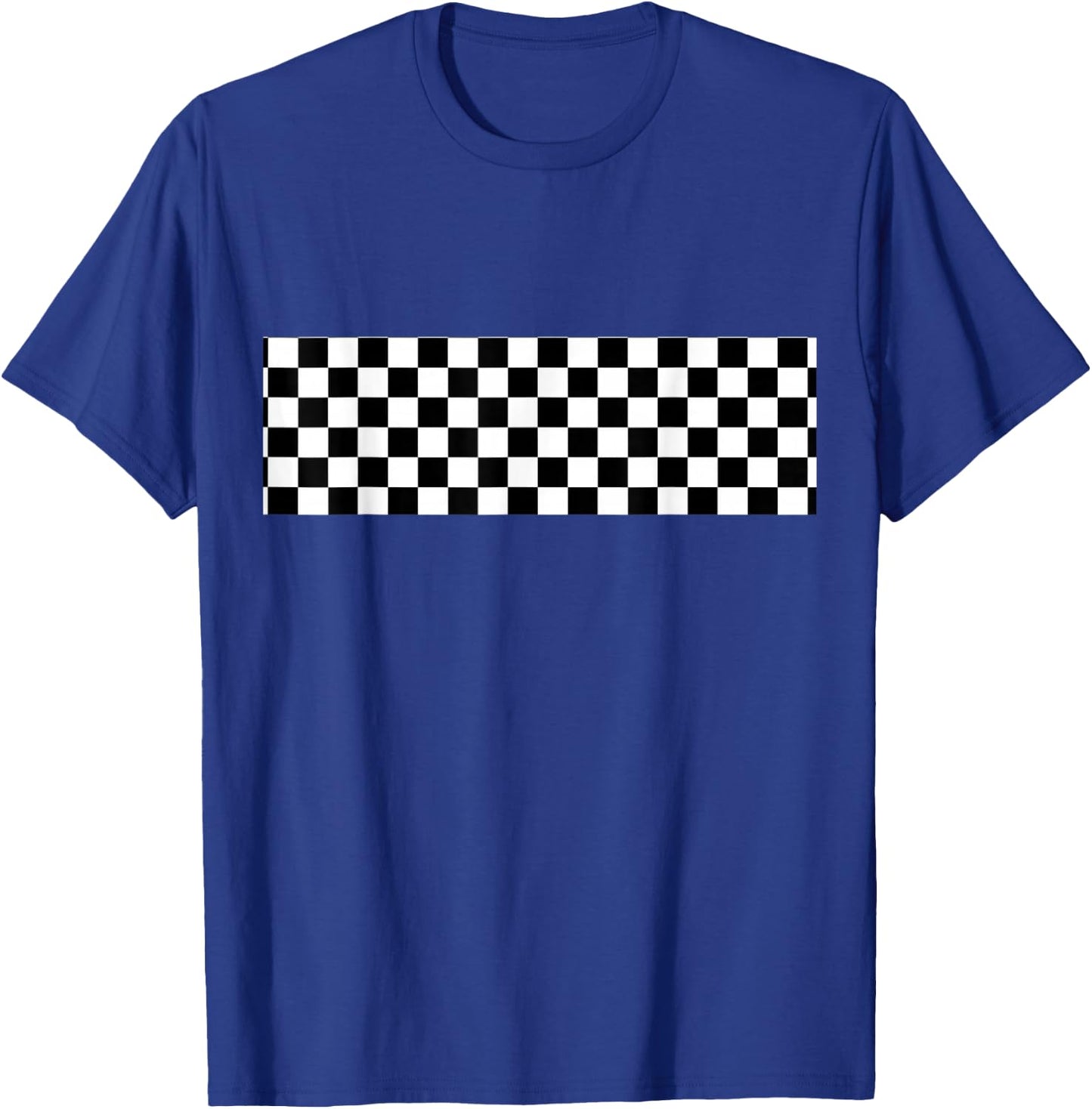 Checkered Checker Black & White Teen & Adults T-Shirt - T-Shirt | Royal