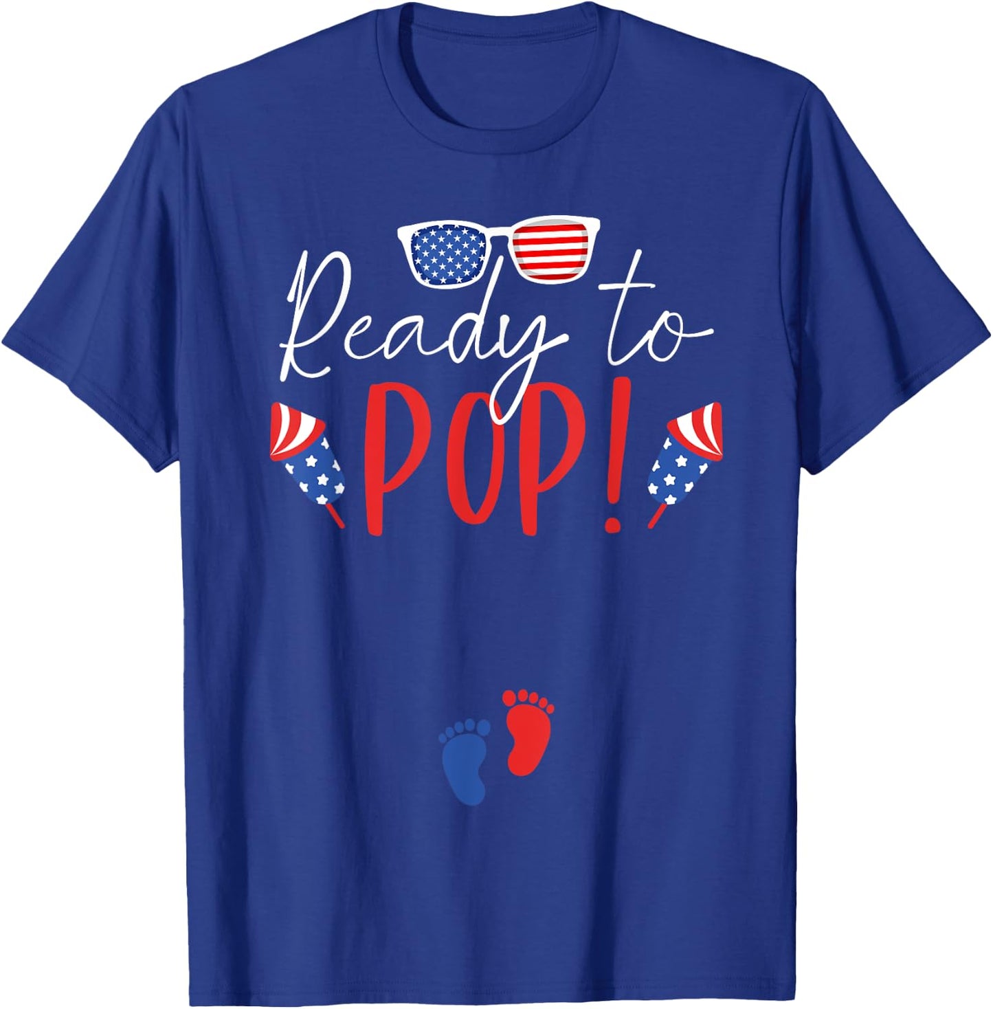 Ready to Pop 4th of July Pregnancy Announcement Mom to Be T-Shirt - T-Shirt | Royal