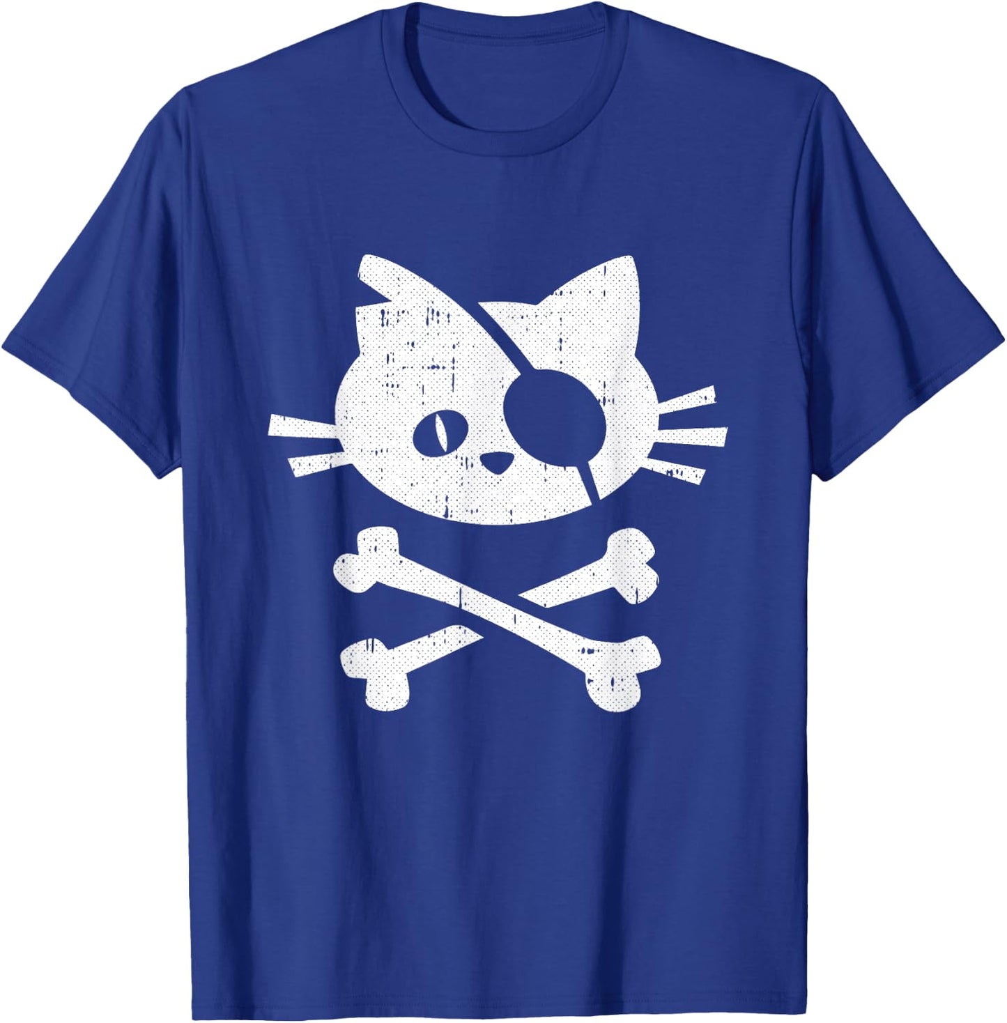Cat Pirate Lazy Halloween Costume Kitten Skull Cross-bones T-Shirt - T-Shirt | Royal