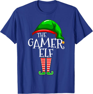 Gamer Elf Family Matching Group Christmas Video Game T-Shirt - T-Shirt | Royal