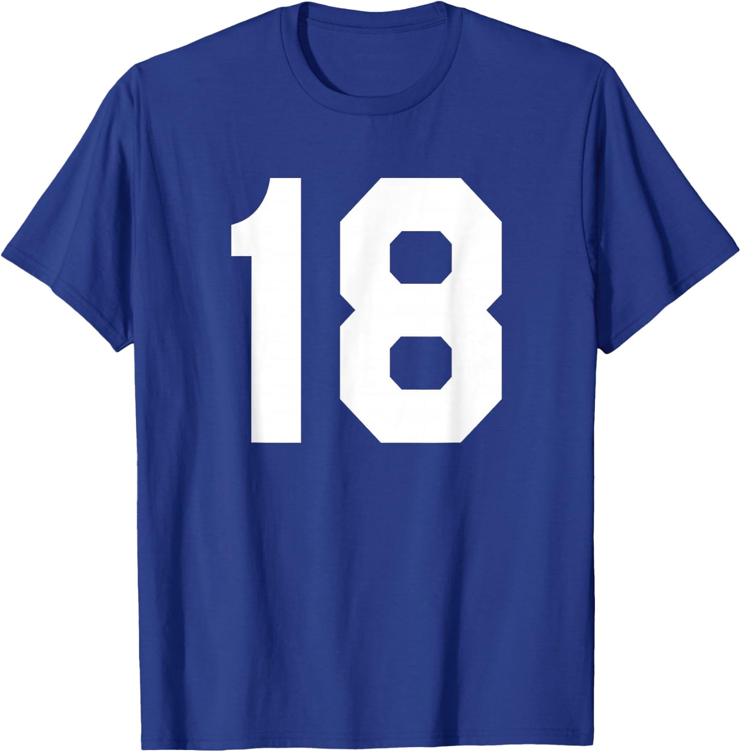 Number 18 Sports Jersey Front and Back Team Player T-Shirt - T-Shirt | Royal