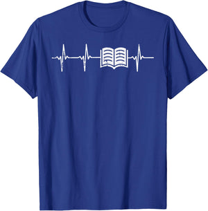 Heartbeat Book Reading Bookworm Librarian Teacher Men Women T-Shirt - T-Shirt | Royal