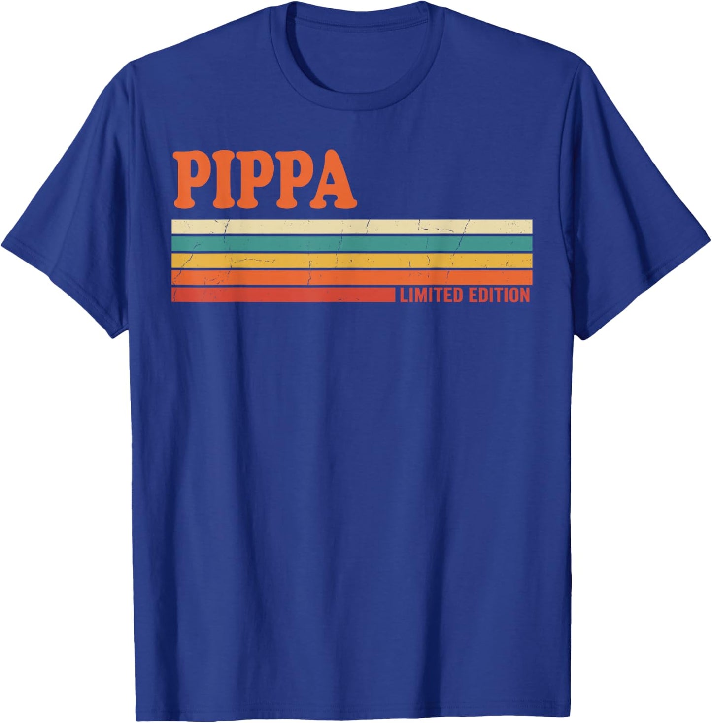 Pippa Retro Personalized First Name Vintage Stripes T-Shirt - T-Shirt | Royal
