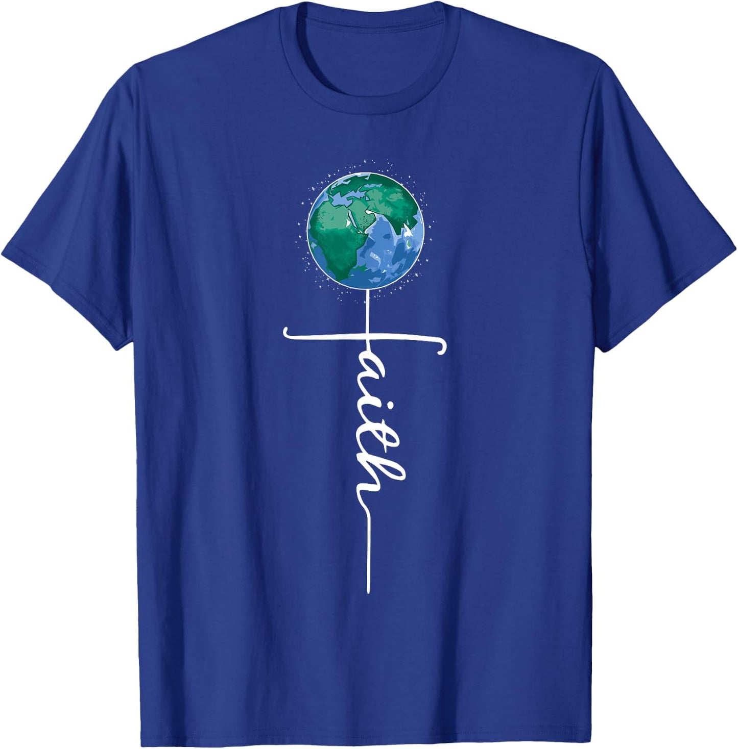 Faith Earth Day Cross Religious Christian Environmentalist T-Shirt - T-Shirt | Royal