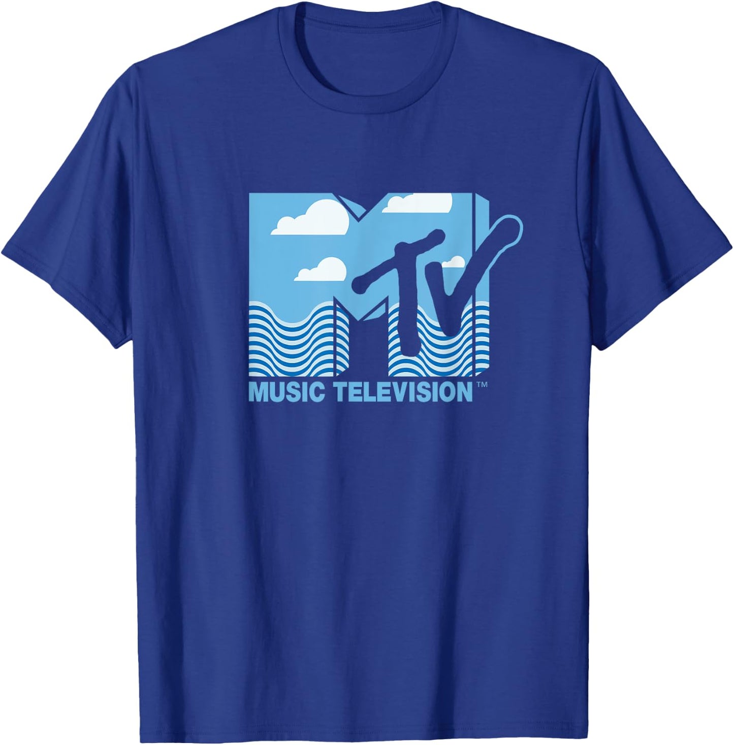 Mademark x MTV - The official MTV Logo with water, clouds and a blue sky T-Shirt - T-Shirt | Royal