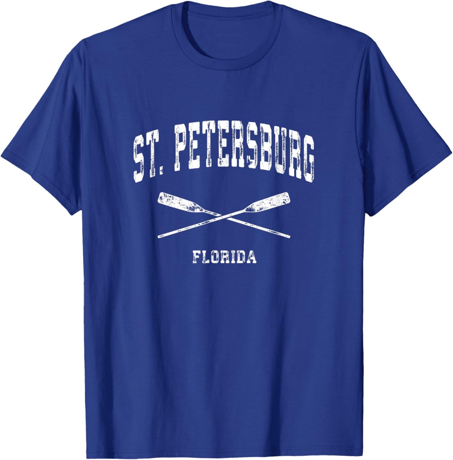 St. Petersburg Florida Vintage Nautical Crossed Oars T-Shirt - T-Shirt | Royal