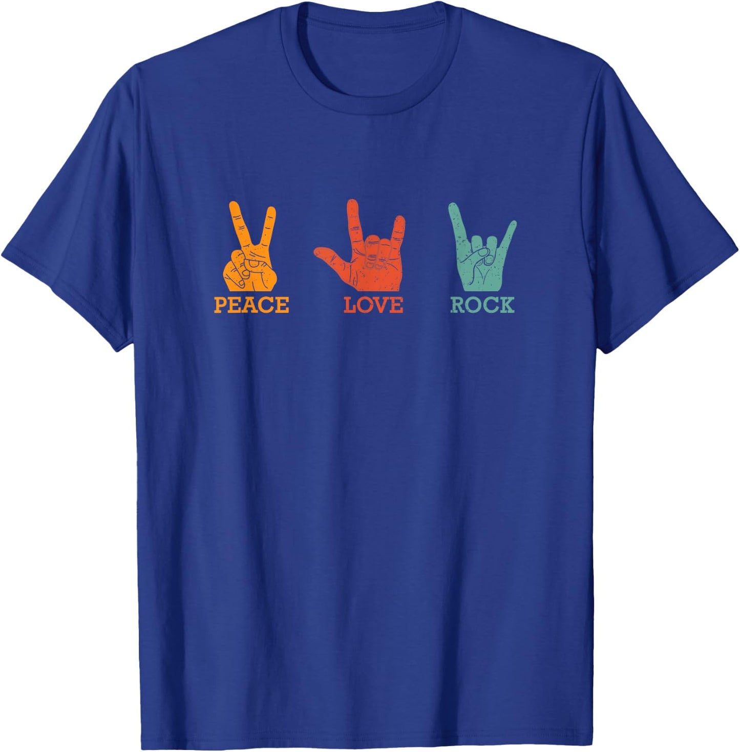 Classic Peace Love Rock Vintage Concert Band Rock Music T-Shirt - T-Shirt | Royal