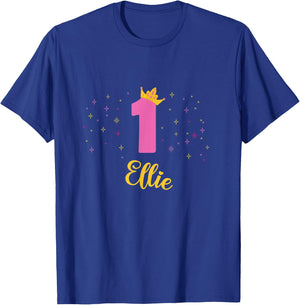 ELLIE First Birthday Novelty Girls Custom Name T-Shirt - T-Shirt | Royal