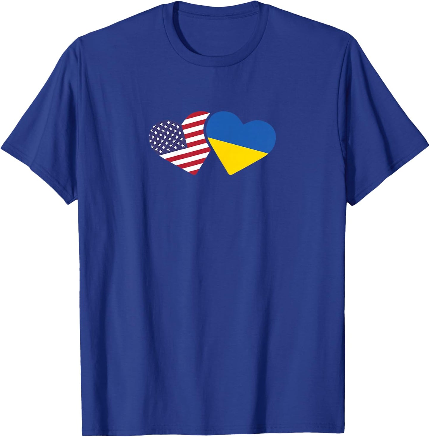 Ukraine USA Flag T Shirt Heart Ukrainian Americans T-Shirt - T-Shirt | Royal