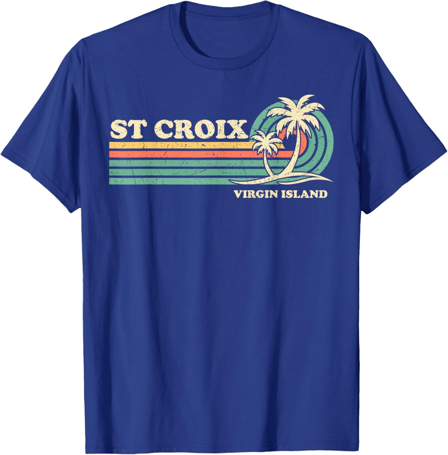 Vintage Retro Summer Vacation Virgin Island St. Croix Beach Men Women T-Shirt - T-Shirt | Royal