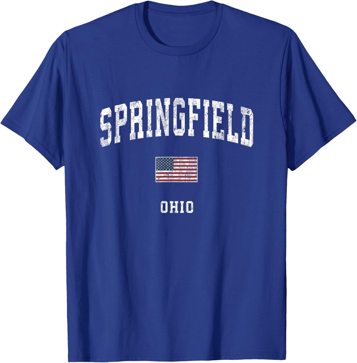 Springfield Ohio OH Vintage American Flag Sports Design T-Shirt - T-Shirt | Royal