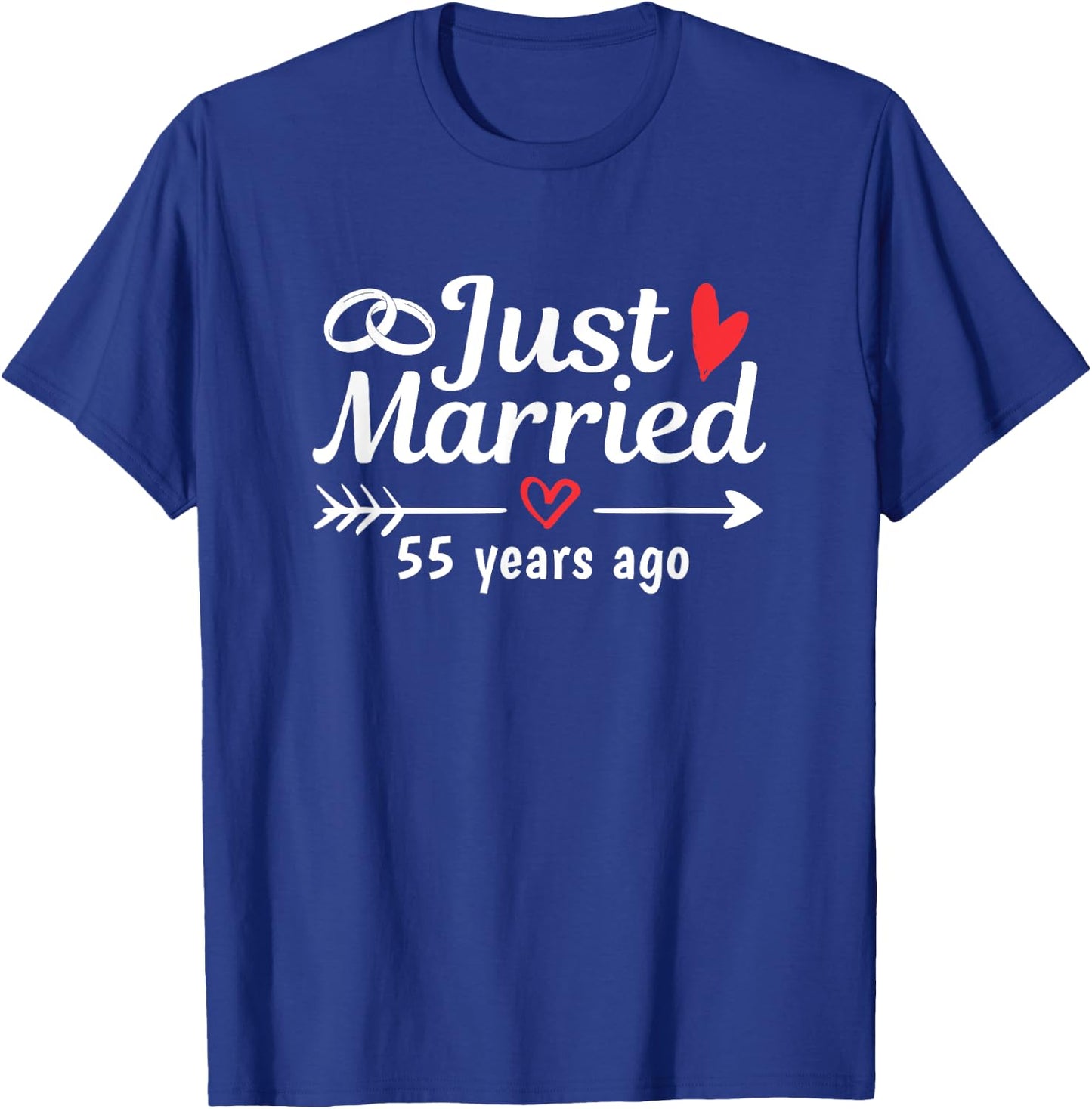 Just Married 55 Years Ago Funny Couple Wedding Anniversary T-Shirt - T-Shirt | Royal