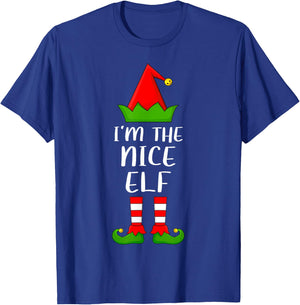 Funny Matching Family I'm The Nice Elf Christmas T-Shirt - T-Shirt | Royal