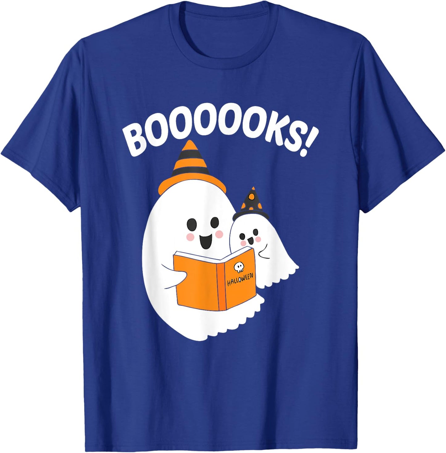 Ghostly Tales BOOOOOOKS! Reading Ghosts Halloween Teacher Women Kids T-Shirt - T-Shirt | Royal