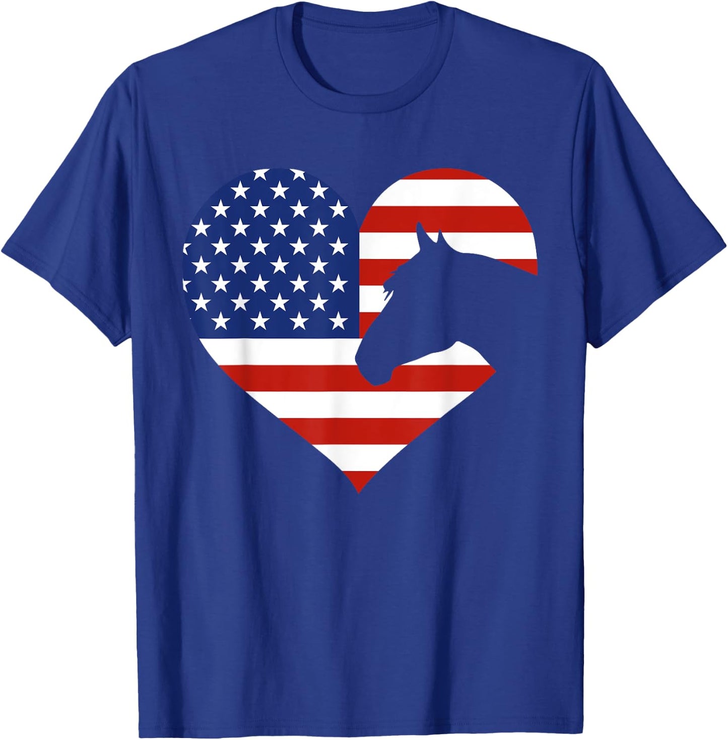 Patriotic Horse Lover 4th Of July Cool Heart American Flag T-Shirt - T-Shirt | Royal