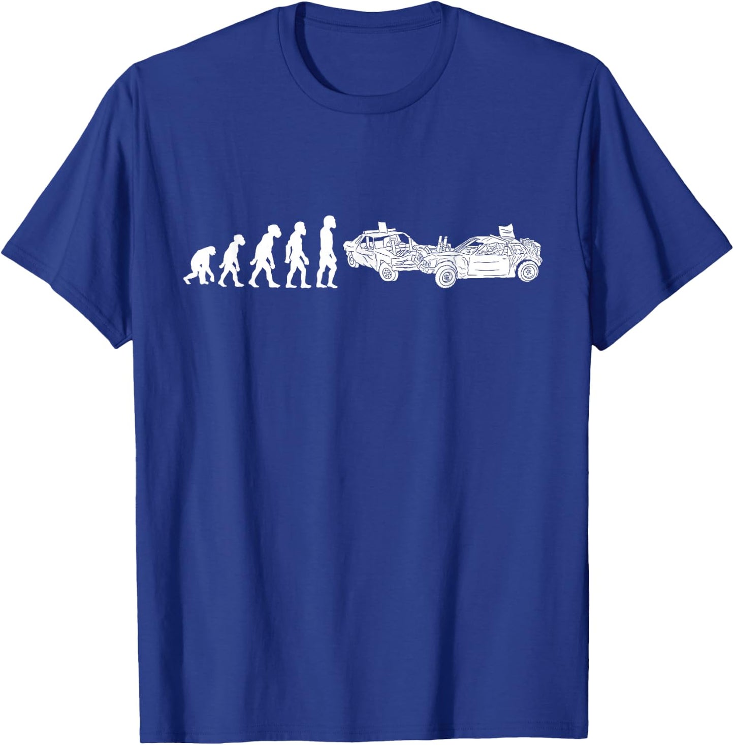 Funny Human Demolition Derby Evolution Car Racer Driver T-Shirt - T-Shirt | Royal