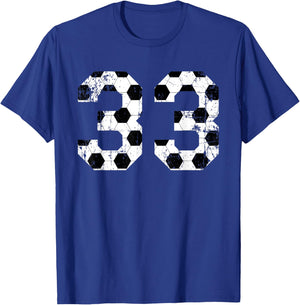 Vintage Soccer 33 Jersey Number T-Shirt - T-Shirt | Royal