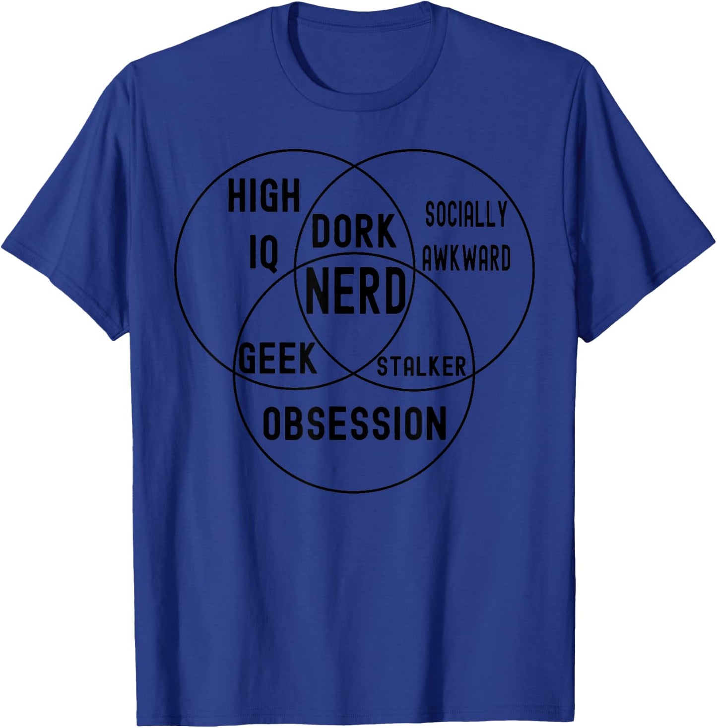 Nerdy Funny Venn Diagram Nerd Geek Dork Math Teacher T-Shirt - T-Shirt | Royal
