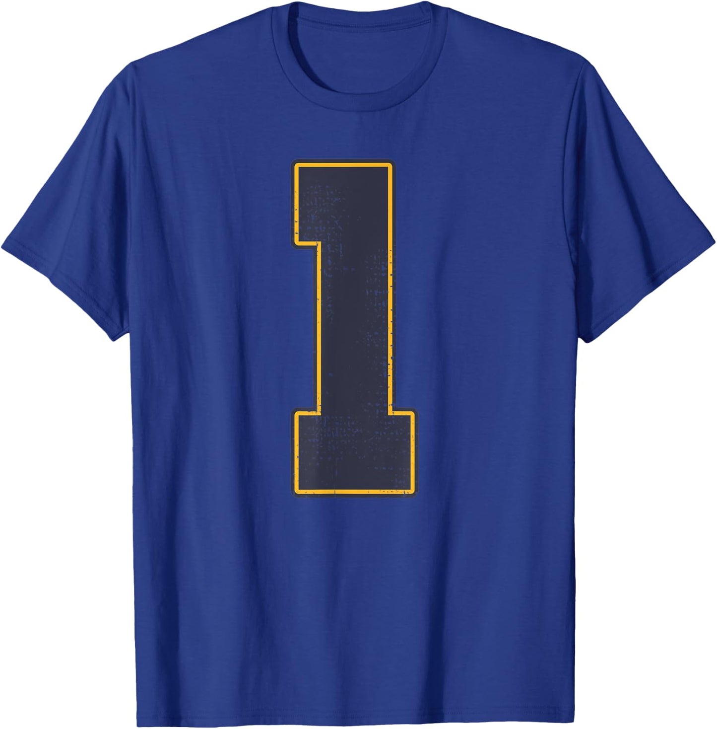 #1 Outline Number 1 Varsity Fan Sports Team Red Jersey T-Shirt - T-Shirt | Royal