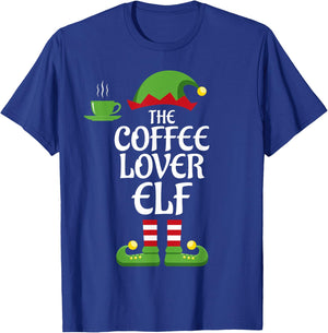 Coffee Lover Elf Family Matching Group Christmas T-Shirt - T-Shirt | Royal