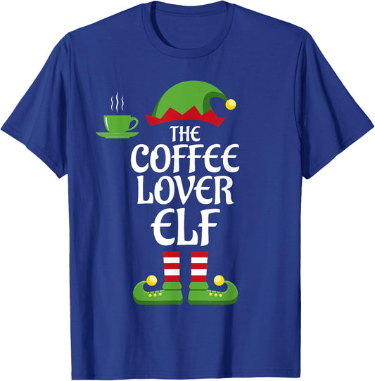 Coffee Lover Elf Family Matching Group Christmas T-Shirt - T-Shirt | Royal