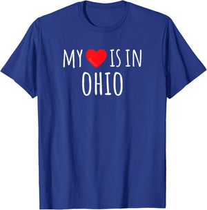 MY HEART IS IN OHIO Cute American State T-Shirt - T-Shirt | Royal