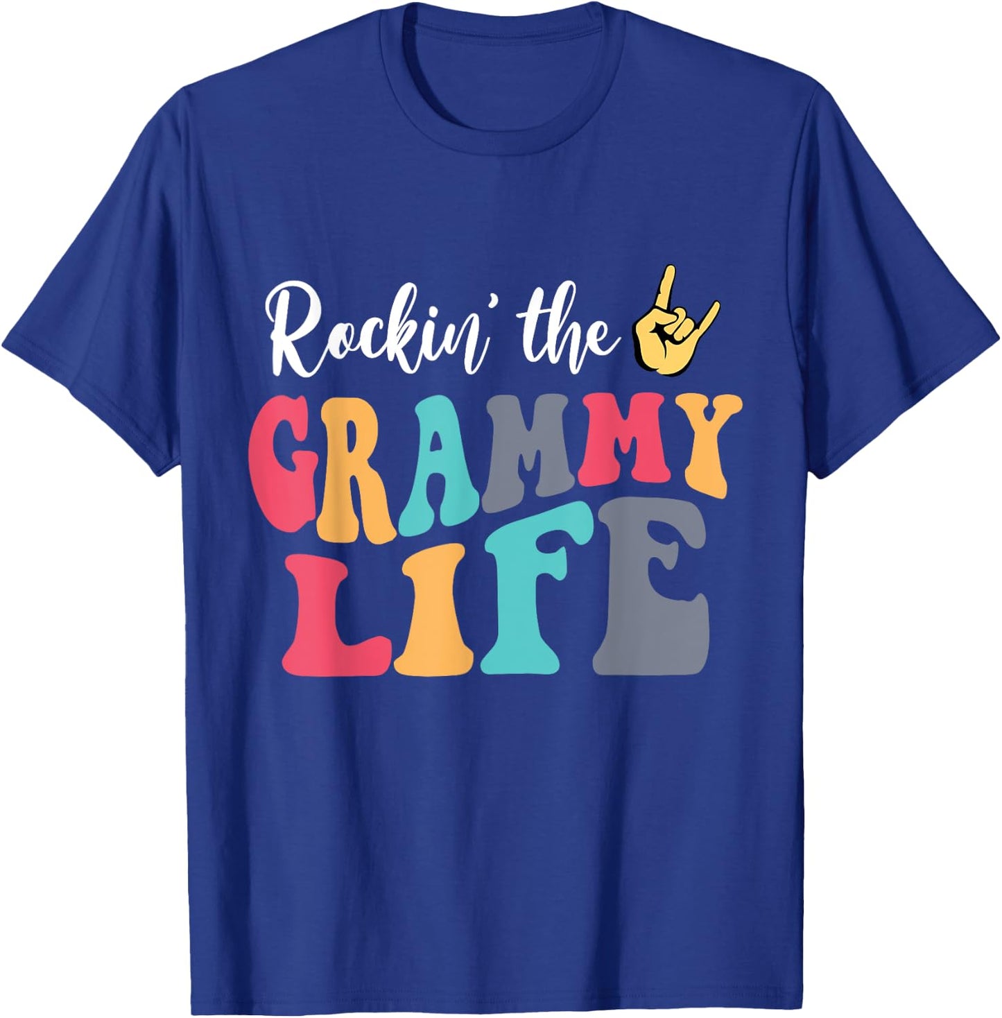Retro Vintage Rockin' The Grammy Life Birthday Mother's Day T-Shirt - T-Shirt | Royal