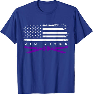 American Flag Jiu - Jitsu Apparel - Purple Belt Jiu Jitsu T-Shirt - T-Shirt | Royal