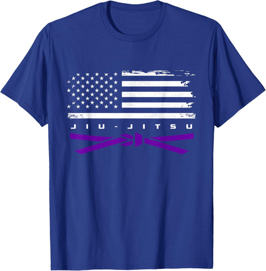 American Flag Jiu - Jitsu Apparel - Purple Belt Jiu Jitsu T-Shirt - T-Shirt | Royal