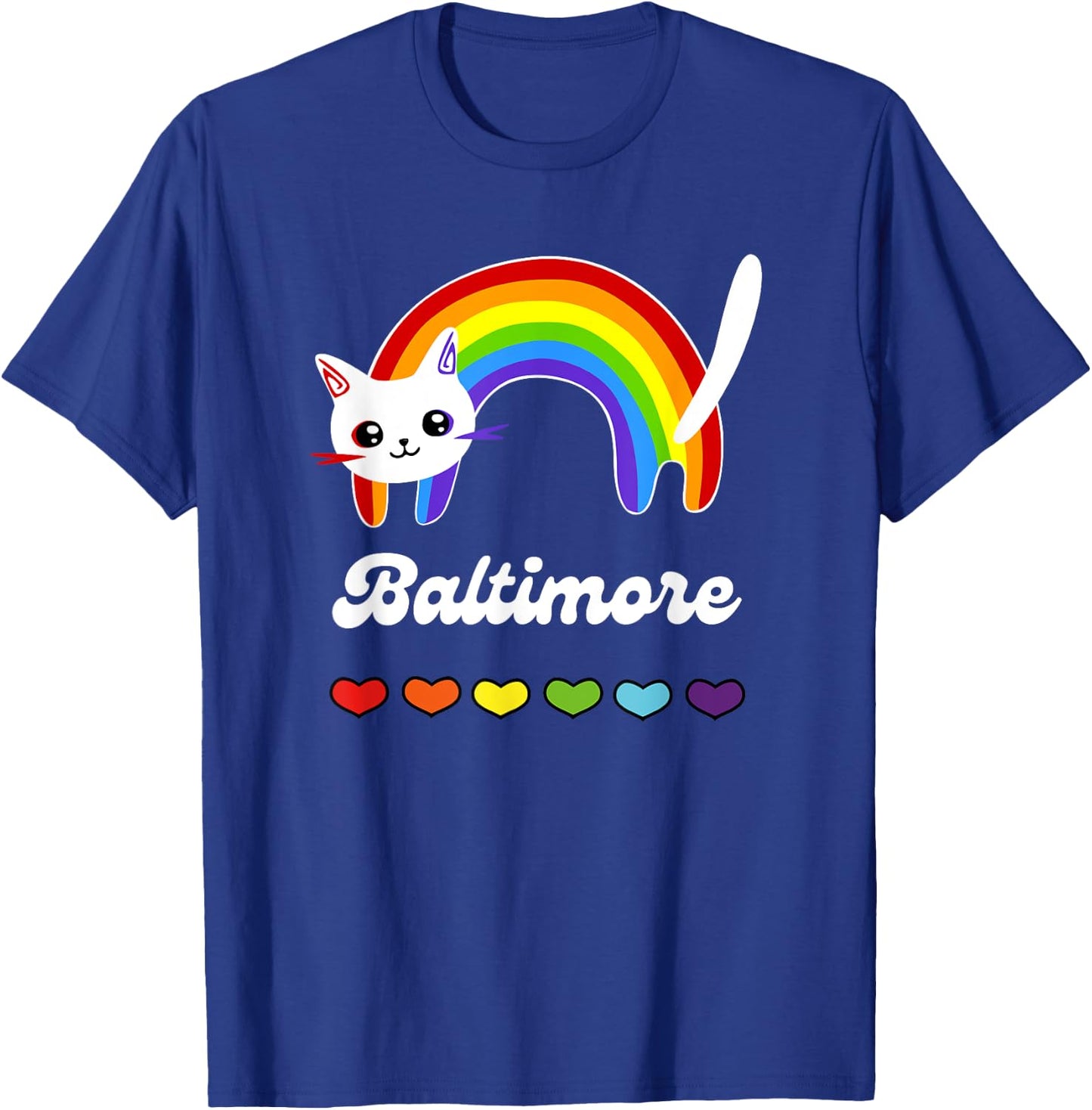 Baltimore Gay Pride LGTBQ LGTB Rainbow Ally Cat Men Women T-Shirt - T-Shirt | Royal