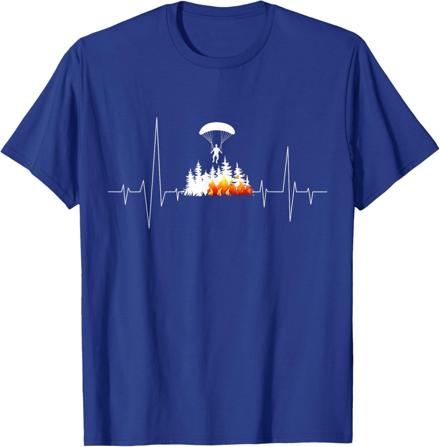 Wildland Smokejumper Firefighter Heartbeat T-Shirt - T-Shirt | Royal