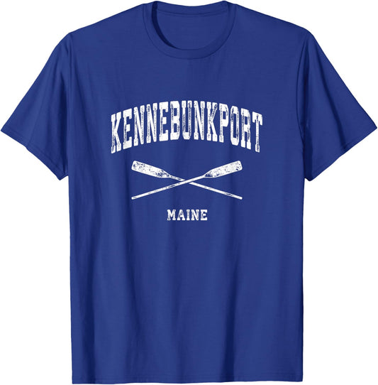 Kennebunkport Maine Vintage Nautical Crossed Oars T-Shirt - T-Shirt | Royal