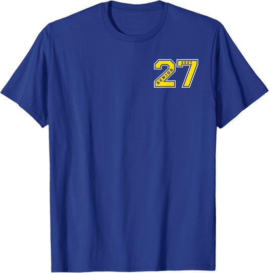 Proud DAD 2027 Senior (Front & Back) Gold Senior DAD 27 T-Shirt - T-Shirt | Royal