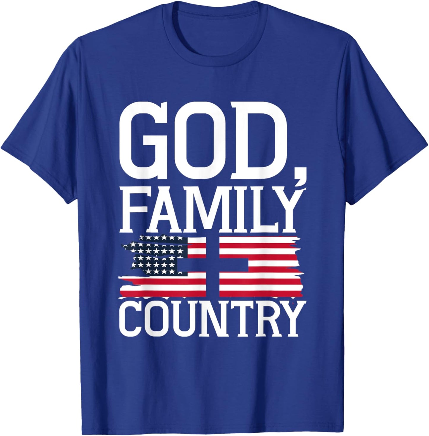 God Family Country US Flag Christian American Prayer T-Shirt - T-Shirt | Royal