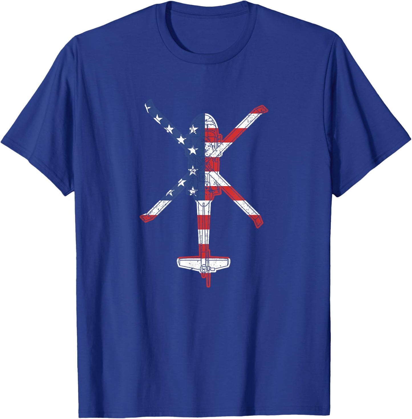 Blackhawk American Flag Military Attack Helicopter UH60 Men T-Shirt - T-Shirt | Royal