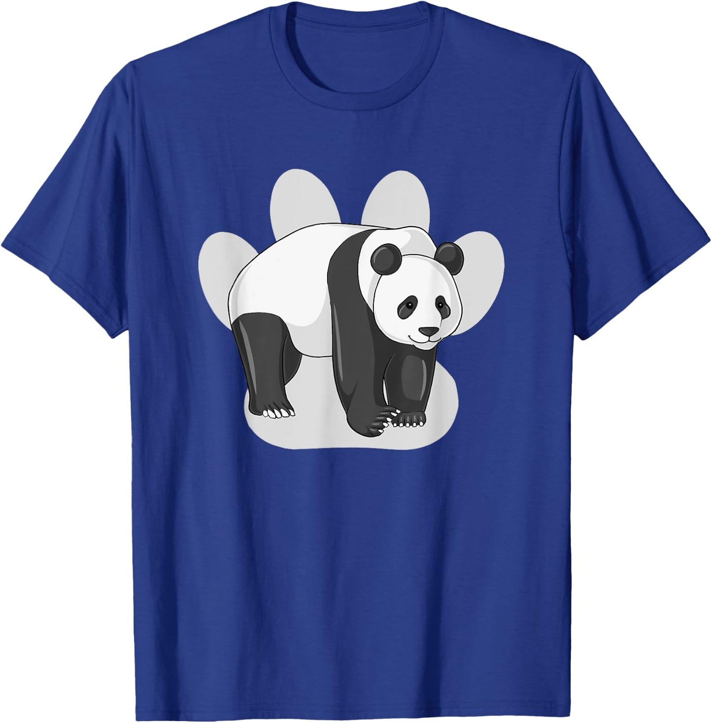 Cute Panda Bear Drawing on Paw Print Silhouette T-Shirt - T-Shirt | Royal