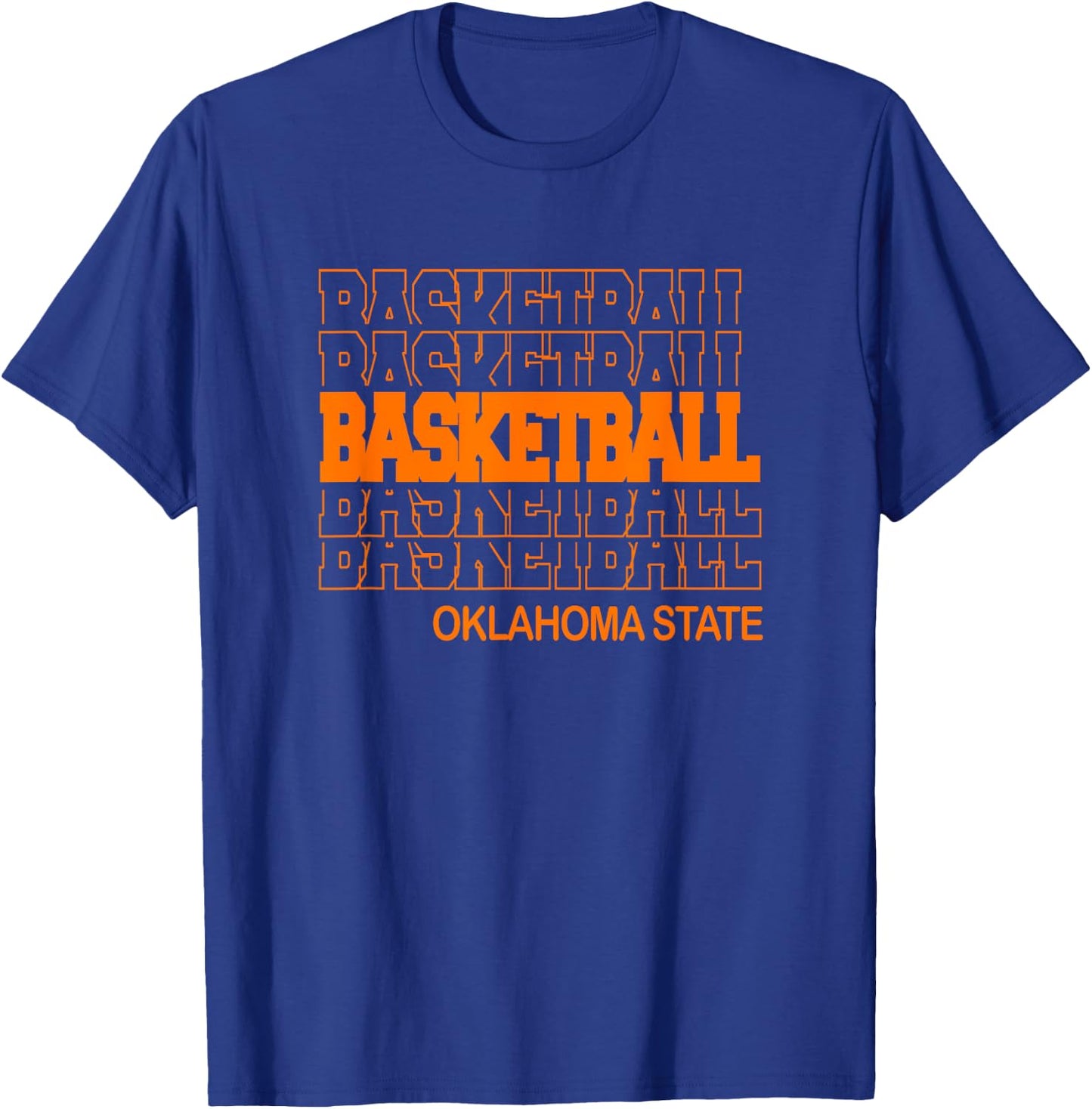 Basketball Oklahoma State in Modern Stacked Lettering T-Shirt - T-Shirt | Royal
