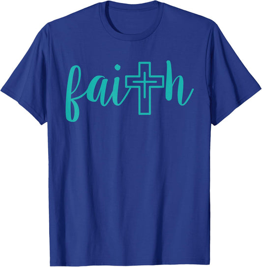 Christian Faith Teal Cross Bible Study Thank You Gift T-Shirt - T-Shirt | Royal