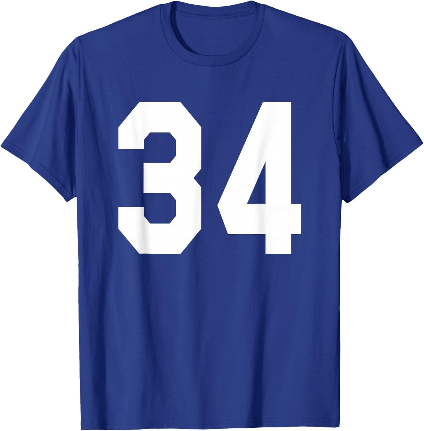 Number 34 Sports Jersey Front and Back Team Player T-Shirt - T-Shirt | Royal