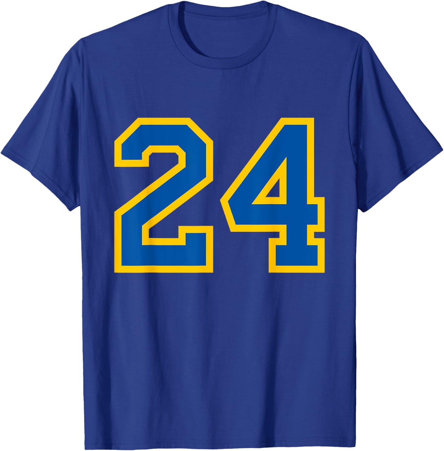 Number #24 Sport Blue Yellow Number T-Shirt - T-Shirt | Royal