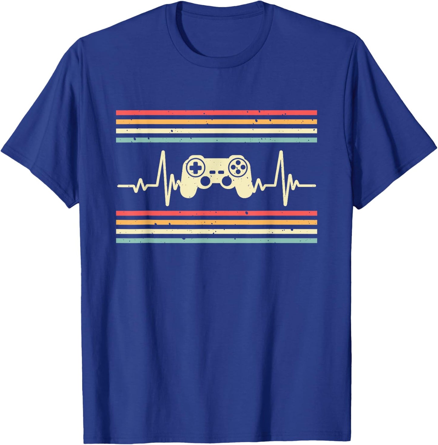Gamer Heartbeat Video Game Controller Gaming Vintage Retro T-Shirt - T-Shirt | Royal