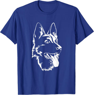 Dog Silhouette Sitting German Shepherd T-Shirt - T-Shirt | Royal