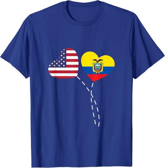 Loving USA Ecuador Flag Heart Ecuadorian Americans Love T-Shirt - T-Shirt | Royal