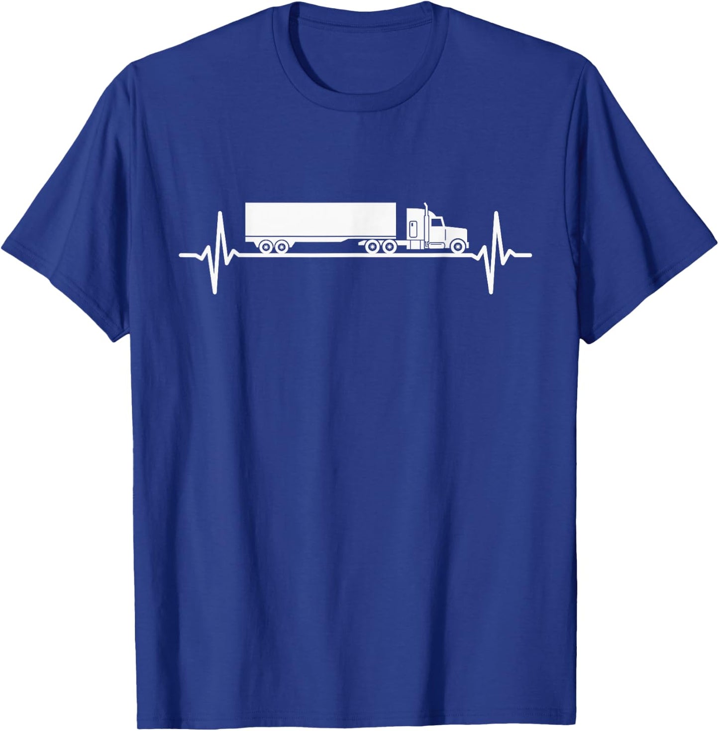 Trucker Heartbeat 18 Wheeler Truck Driver T-Shirt - T-Shirt | Royal