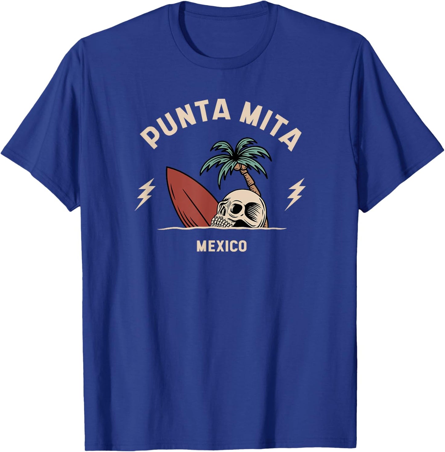 Punta Mita Mexico Vintage Surfing Skeleton Skull T-Shirt - T-Shirt | Royal