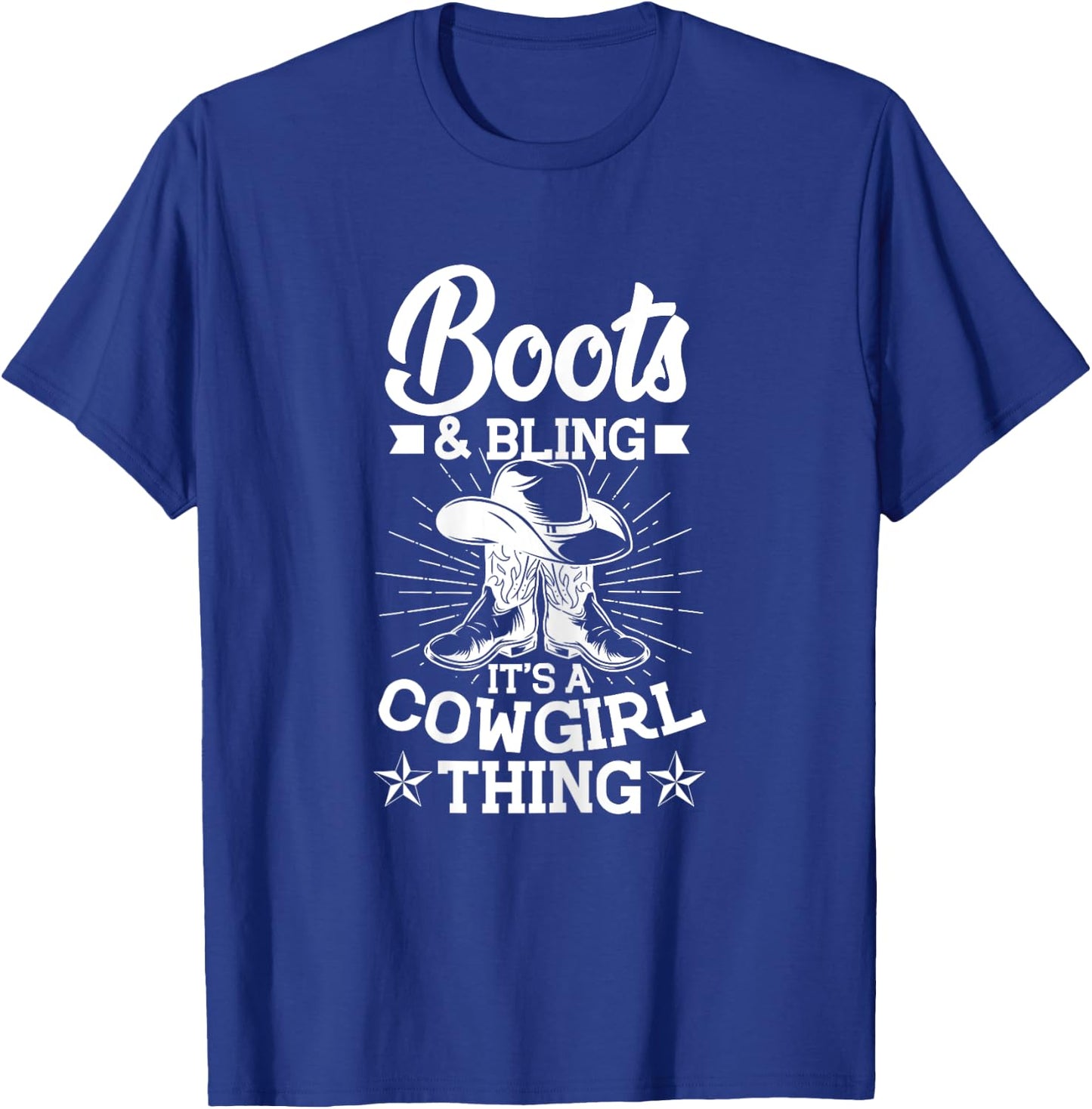 Cowgirl Boots and Hat Graphic Women Girls Cowgirl Western T-Shirt - T-Shirt | Royal